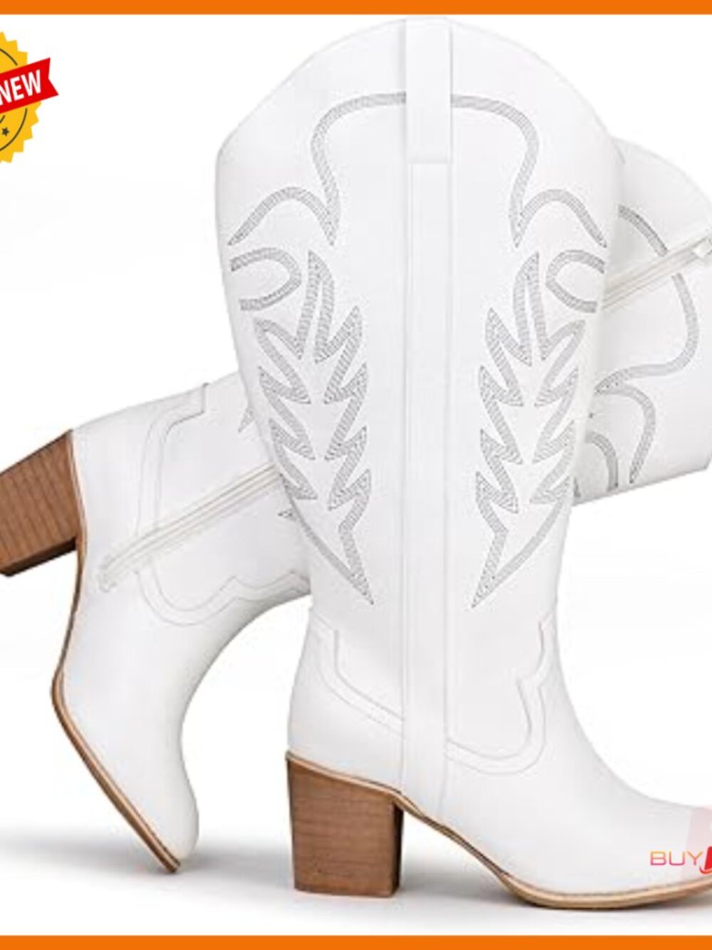 Extra Wide Calf Embroidered Western Cowgirl Knee High Boots Block Heel